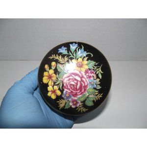 Trinket Box Black W/Gold Trim Floral design